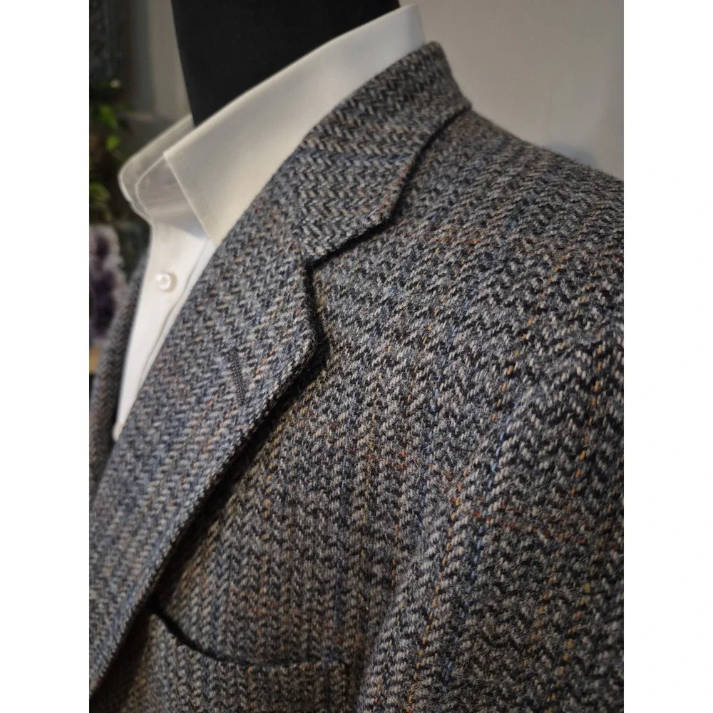 Vtg Austin Reed Men 40 R Two Button Tweed Sports Coat Gray Multicolor Wool USA